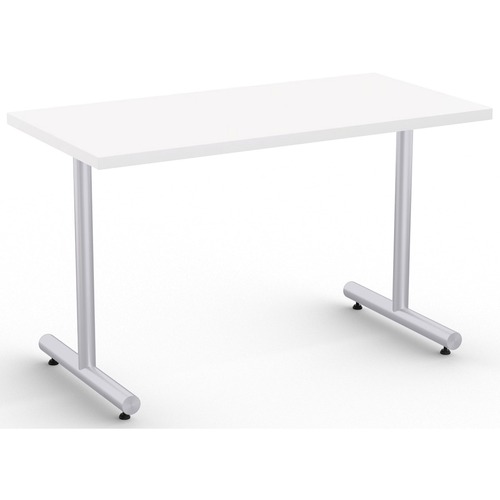 Special-T Kingston Training Table Component - White Rectangle Top - Metallic Sand T-shaped Base - 48" Table Top Length x 24" Table Top Width - 29" Height - Assembly Required - Thermofused Laminate (TFL) Top Material - 1 Each