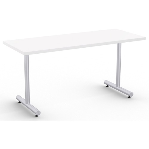 Special-T Kingston Training Table Component - White Rectangle Top - Metallic Sand T-shaped Base - 60" Table Top Length x 24" Table Top Width - 29" Height - Assembly Required - Thermofused Laminate (TFL) Top Material - 1 Each