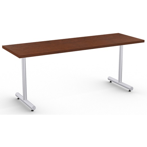 Special-T Kingston Training Table Component - Mahogany Rectangle Top - Metallic Sand T-shaped Base - 72" Table Top Length x 24" Table Top Width - 29" Height - Assembly Required - Thermofused Laminate (TFL) Top Material - 1 Each