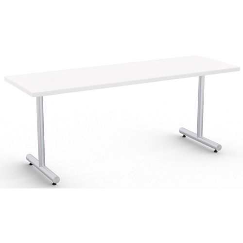 Special-T Kingston Training Table Component - White Rectangle Top - Metallic Sand T-shaped Base - 72" Table Top Length x 24" Table Top Width - 29" Height - Assembly Required - Thermofused Laminate (TFL) Top Material - 1 Each
