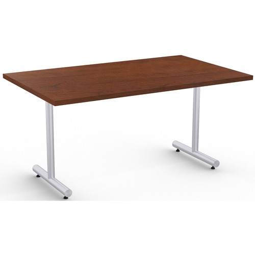 Special-T Kingston Training Table Component - Mahogany Rectangle Top - Metallic Sand T-shaped Base - 60" Table Top Length x 30" Table Top Width - 29" Height - Assembly Required - Thermofused Laminate (TFL) Top Material - 1 Each