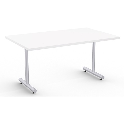Special-T Kingston Training Table Component - White Rectangle Top - Metallic Sand T-shaped Base - 60" Table Top Length x 30" Table Top Width - 29" Height - Assembly Required - Thermofused Laminate (TFL) Top Material - 1 Each