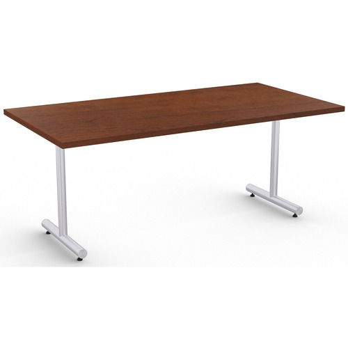 Special-T Kingston Training Table Component - Mahogany Rectangle Top - Metallic Sand T-shaped Base - 72" Table Top Length x 30" Table Top Width - 29" Height - Assembly Required - Thermofused Laminate (TFL) Top Material - 1 Each