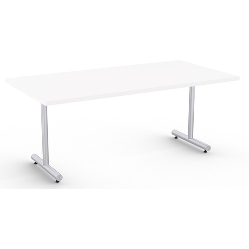 Special-T Kingston Training Table Component - White Rectangle Top - Metallic Sand T-shaped Base - 72" Table Top Length x 30" Table Top Width - 29" Height - Assembly Required - Thermofused Laminate (TFL) Top Material - 1 Each