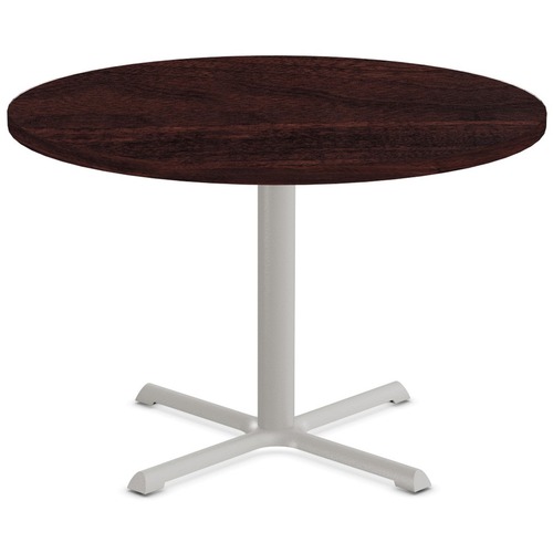 Special-T StarX-2 Dining Table - Espresso Round Top - Gray, Powder Coated x 42" Table Top Diameter - 29" Height - Assembly Required - Thermofused Laminate (TFL) Top Material - 1 Each