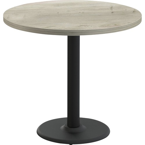 Special-T Cantina-2 Dining Table - Aged Driftwood Round Top - Black, Powder Coated x 36" Table Top Diameter - 29" Height - Assembly Required - Thermofused Laminate (TFL) Top Material - 1 Each