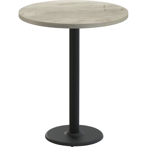 Special-T Cantina-2 Dining Table - Aged Driftwood Round Top - Black, Powder Coated x 36" Table Top Diameter - 42" Height - Assembly Required - Thermofused Laminate (TFL) Top Material - 1 Each