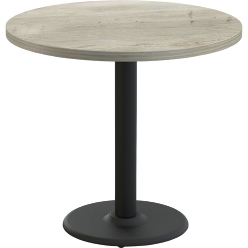 Special-T Cantina-2 Dining Table - Aged Driftwood Round Top - Black, Powder Coated x 42" Table Top Diameter - 29" Height - Assembly Required - Thermofused Laminate (TFL) Top Material - 1 Each