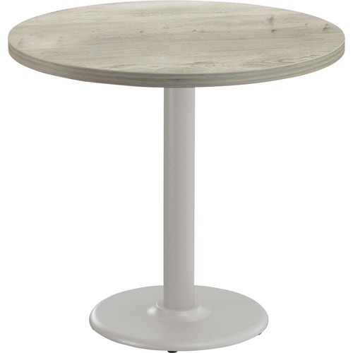 Special-T Cantina-2 Dining Table - Aged Driftwood Round Top - Fog Gray, Powder Coated x 36" Table Top Diameter - 29" Height - Assembly Required - Thermofused Laminate (TFL) Top Material - 1 Each