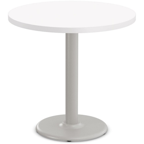 Special-T Cantina-2 Dining Table - White Round Top - Fog Gray, Powder Coated x 36" Table Top Diameter - 29" Height - Assembly Required - Thermofused Laminate (TFL) Top Material - 1 Each