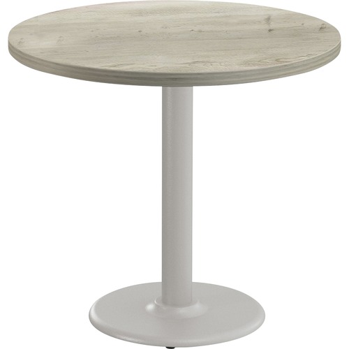 Special-T Cantina-2 Dining Table - Aged Driftwood Round Top - Fog Gray, Powder Coated x 42" Table Top Diameter - 29" Height - Assembly Required - Thermofused Laminate (TFL) Top Material - 1 Each