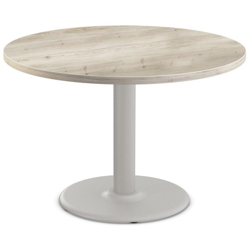 Special-T Cantina-2 Dining Table - Aged Driftwood Round Top - Fog Gray, Powder Coated x 42" Table Top Diameter - 42" Height - Assembly Required - Thermofused Laminate (TFL) Top Material - 1 Each