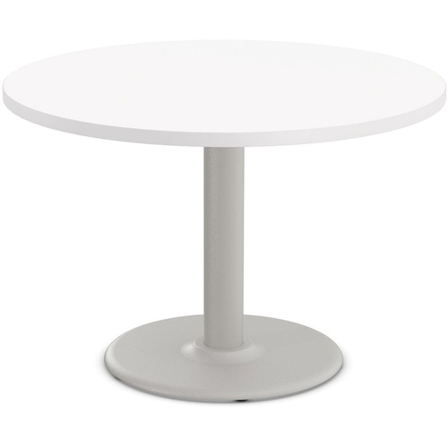 Special-T Cantina-2 Dining Table - White Round Top - Fog Gray, Powder Coated x 42" Table Top Diameter - 42" Height - Assembly Required - Thermofused Laminate (TFL) Top Material - 1 Each