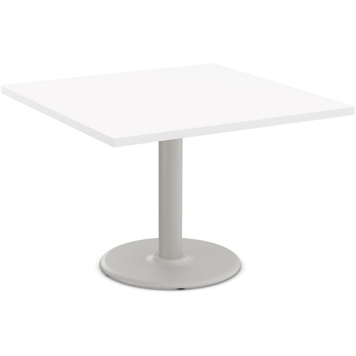 Special-T Cantina-2 Dining Table - White Square Top - Fog Gray, Powder Coated Base - 42" Table Top Length x 42" Table Top Width - 29" HeightAssembly Required - Thermofused Laminate (TFL) Top Material - 1 Each