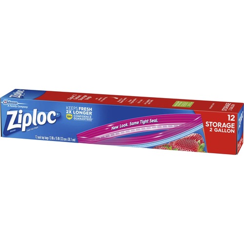 Ziploc® 2-gallon Storage Bags - Extra Large Size - 2 gal Capacity - 13" Width - Zipper Closure - Plastic - 12/Box - Food, Money, Vegetables, Fruit, Yarn, Cosmetics, Business Card, Map, Meat, Seafood, Poultry