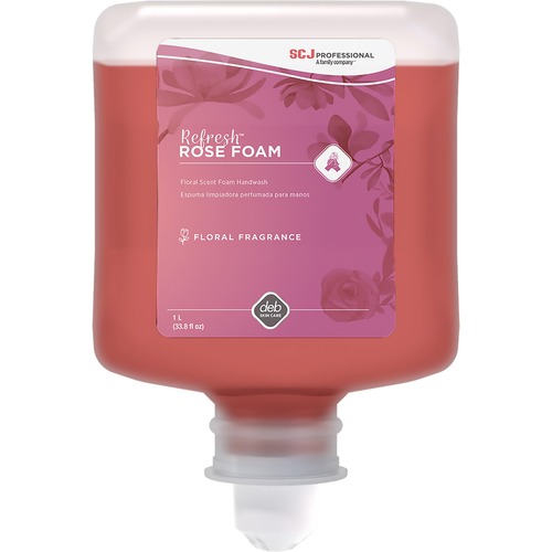 SC Johnson Manual Refill Refresh Rose Handwash - Rose ScentFor - 33.8 fl oz (1000 mL) - Cartridge Dispenser - Dirt Remover, Kill Germs - Skin, Washroom, Hand - Moisturizing - Pink - Anti-irritant - 6 / Carton