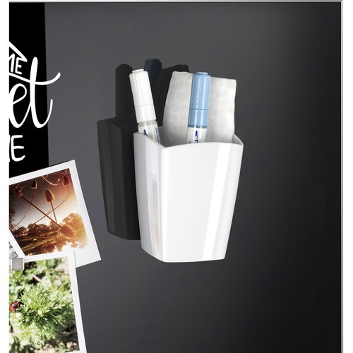 CEP Confort Magnetic Board Pencil Cup - 10 x Marker - 3.8" Height x 3.1" Width x 2.9" Depth - Magnetic, Shock Resistant, Crack Resistant, Recyclable - White - Polystyrene - 1 Each