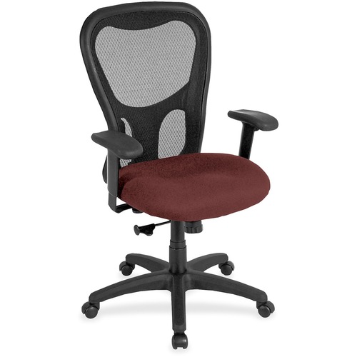 Eurotech Apollo Synchro High Back Chair - Merlot Seat Color - Fabric Seat Material - Black Back Color - High Back - 5-star Base - Armrest - 1 Each