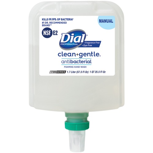 Dial Professional Clean and Gentle Antibacterial Foaming Hand Wash - 57.5 fl oz (1700 mL) - Bacteria Remover, Odor Remover - Skin, Hand - Fragrance-free, Dye-free - 1 Each