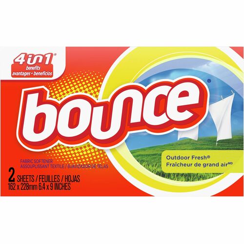 Bounce Outdoor Fresh Fabric Softener Dryer Sheets - For Laundry, Outdoor - Sheet - Fresh Scent - Wrinkle-free, Anti-static, Soft, Long Lasting, Biodegradable - White - 2 Box - 156 / Carton