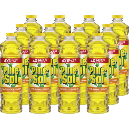 Pine-Sol All Purpose Multi-Surface Cleaner - Concentrate - 28 fl oz (0.9 quart) - Lemon Fresh Scent - 12 / Carton - Yellow