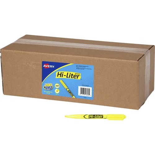 HI-LITER Pen Style Highlighters - Chisel Marker Point Style - Fluorescent Yellow - 200 / Carton