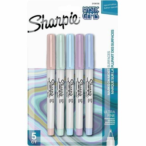 Sharpie Mystic Gems Permanent Markers - Ultra Fine Marker Point - Multi Ink - 5 / Pack