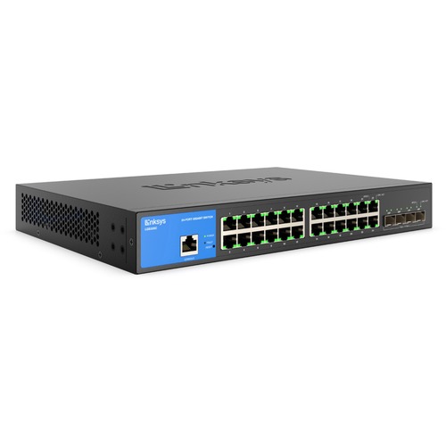 Linksys 24-Port Managed Gigabit Ethernet Switch with 4 10G SFP+ Uplinks - 24 Ports - Manageable - TAA Compliant - 3 Layer Supported - Modular - 23.95 W Power Consumption - Optical Fiber, Twisted Pair - Rack-mountable - 5 Year Limited Warranty