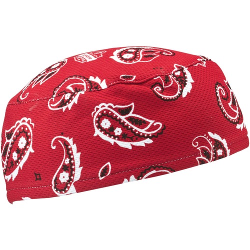 Chill-Its 6630 Red Western Skull Cap - Terry Cloth - Fabric, Elastic - Red Western