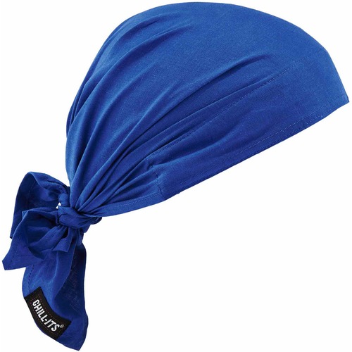 Chill-Its 6710CT Evaporative Cooling Bandana Triangle Hat - 0.5" Width x 9.5" Height x 7" Length - 6 / Carton - Solid Blue - Polyvinyl Alcohol (PVA)