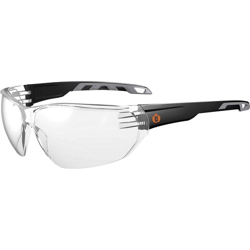 Skullerz VALI Anti-Fog Clear Lens Matte Frameless Safety Glasses / Sunglasses - Eye Protection - Matte Black - Clear Lens - Anti-fog, Anti-scratch, UV Resistant, Lightweight, Impact Resistant, Non-Slip Temple, Rubber Tipped Temples, Frameless - 1 Each