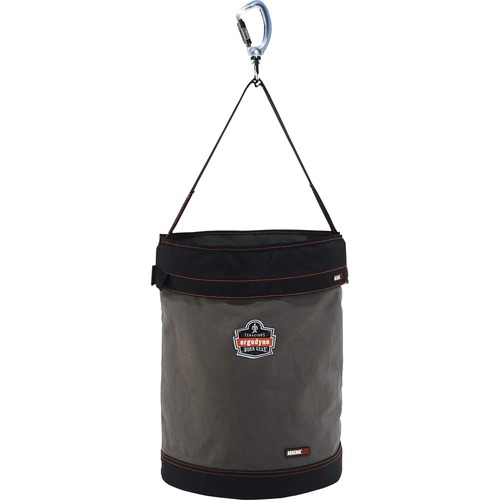Arsenal 5945T Bucket - Reinforced, Handle, Pocket, Durable, Storm Drain - 17.5" - Plastic, Nylon, Nickel Plated, Synthetic Leather, Canvas - Gray - 1 Each