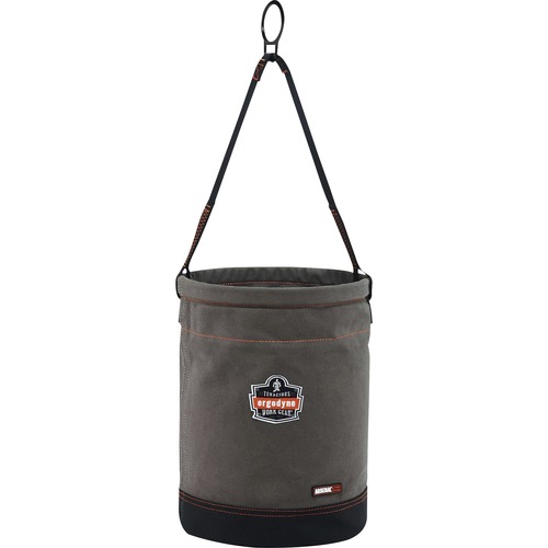 Arsenal 5960 Canvas Hoist Bucket with D-Rings - Reinforced, Handle, Pocket, Durable, Storm Drain - 14" - Plastic, Nylon, Nickel Plated, Synthetic Leather, Canvas - Gray - 1 Each