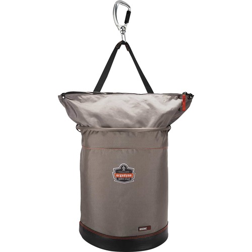 Arsenal 5976 Hoist Bucket with Swiveling Carabiner - Extra Large Size - 99.21 lb Capacity - Zipper Closure - Gray - Nylon, Synthetic Leather, Tarpaulin, Leather, Nickel Plated - 1Each - Multipurpose