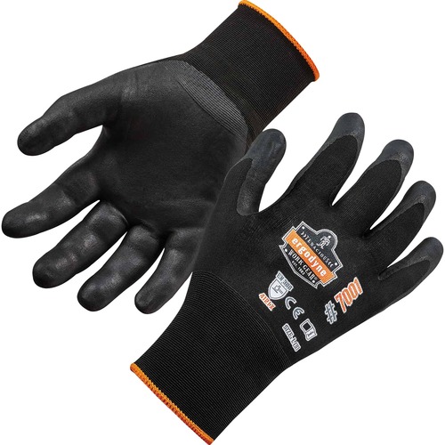 Ergodyne ProFlex 7001 Abrasion-Resistant Nitrile-Coated Gloves - DSX - Nitrile Coating - XXL Size - Black - Touchscreen Capable - Abrasion Resistant, Seamless, Knit Wrist, Dirt Resistant, Debris Resistant, Machine Washable, Comfortable, Flexible, Breathab