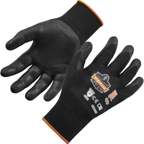 Ergodyne ProFlex 7001 Abrasion-Resistant Nitrile-Coated Gloves - DSX - Nitrile Coating - Medium Size - Black - Touchscreen Capable - Seamless, Knit Wrist, Dirt Resistant, Debris Resistant, Machine Washable, Comfortable, Flexible, Abrasion Resistant, Breat