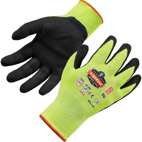 Ergodyne ProFlex 7021 Nitrile-Coated Cut-Resistant Gloves - A2 Level WSX - Nitrile, Polyurethane Coating - Extra Large Size - Lime - Touchscreen Capable - Cut Resistant, Superior Grip, Seamless, Knit Wrist, Dirt Resistant, Debris Resistant, High Visibilit