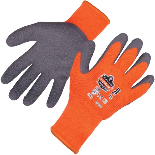 Ergodyne ProFlex 7401 Coated Lightweight Winter Work Gloves - 12 Pairs - Thermal Protection - Latex Coating - Medium Size - Orange - Lightweight, Breathable, Knitted, Comfortable, Elastic Wrist, Snug Fit, Machine Washable, Cut Resistant, Durable, Flexible