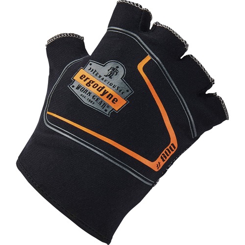 Ergodyne ProFlex 800 Glove Liners - Large Size - Half Finger - Black - Anti-Vibration, Durable, Breathable, Impact Resistant - 1 - 0.50" Thickness - 9" Glove Length