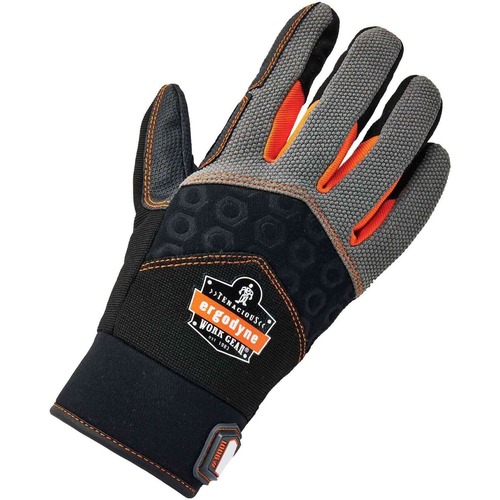 Ergodyne ProFlex 9001 Full-Finger Impact Gloves - Medium Size - Black - Shock Resistant, Impact Resistant, Breathable, Knitted, Reinforced Thumb, Molded, ID Tab, Anti-Vibration, Padded Palm - 1 - 1.50" Thickness - 13.25" Glove Length