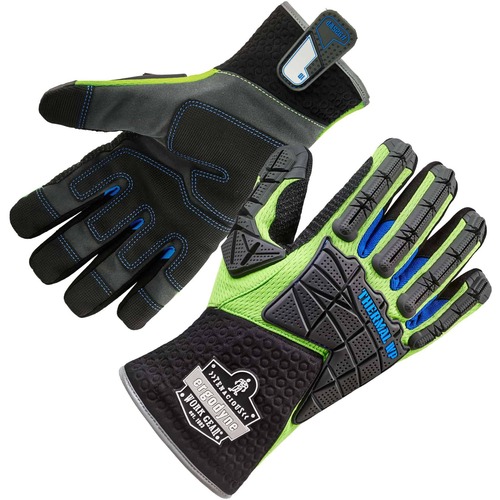 Ergodyne ProFlex 925WP Performance DIR Thermal WP Gloves - Thermal Protection - Small Size - Lime - Impact Resistant, Water Proof, Reinforced Thumb, Reinforced Index Finger, Reflective Binding, Pull-on Tab, Cold Resistant - 1 - 2" Thickness - 13.25" Glove
