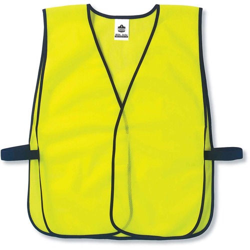 GloWear 8010HL Non-Certified Economy Vest - Hook & Loop Closure - Polyester Mesh - Lime - 1 Each