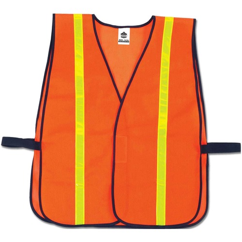 GloWear 8040HL Non-Certified Hi-Gloss Vest - Hook & Loop Closure - Polyester Mesh - Orange - Reflective - 1 Each
