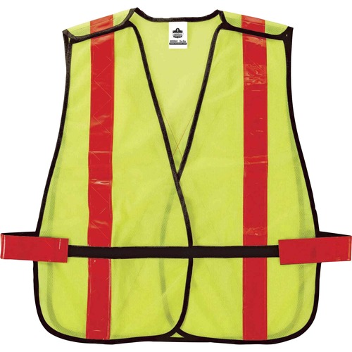 GloWear 8080BAX Non-Certified X-Back Vest - Hook & Loop Closure - Polyester Mesh - Lime - Reflective - 1 Each