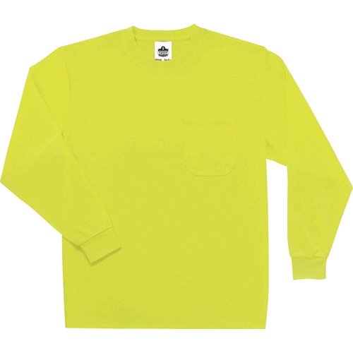 GloWear 8091 Non-Certified Long Sleeve T-Shirt - Medium Size - Polyester - Lime