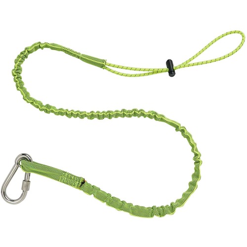 Squids 3101 Stainless Single Carabiner Tool Lanyard - 15lbs - 6 / Carton - 15 lb Load Capacity - Carabiner Attachment - 11.3" Height x 1" Width x 54" Length - Lime - Nylon Webbing, Stainless Steel