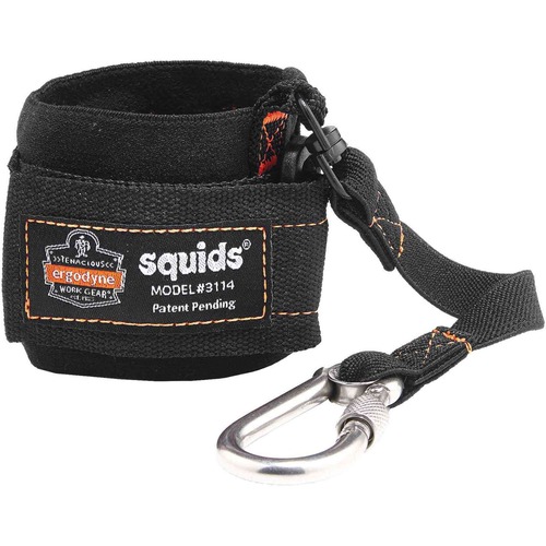 Squids 3114 Pull-on Wrist Lanyard with Carabiner - 3lbs - 6 / Carton - 3 lb Load Capacity - Carabiner Attachment - 8.8" Height x 1" Width x 4" Length - Black - Elastic, Stainless Steel