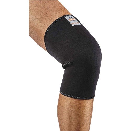 Ergodyne ProFlex 600 Single Layer Neoprene Knee Sleeve - 13" - 14" Knee Circumference - Black - Spandex, Neoprene - 1 Each