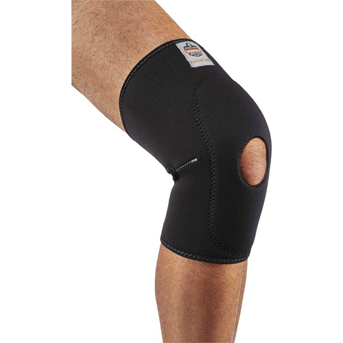 Ergodyne ProFlex 615 Knee Sleeve with Open Patella/Anterior Pad - Black - Neoprene, Spandex - 1 Each