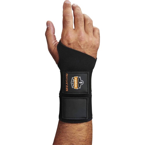 Ergodyne ProFlex 675 Ambidextrous Double Strap Wrist Support - Black - Neoprene - 1 Each